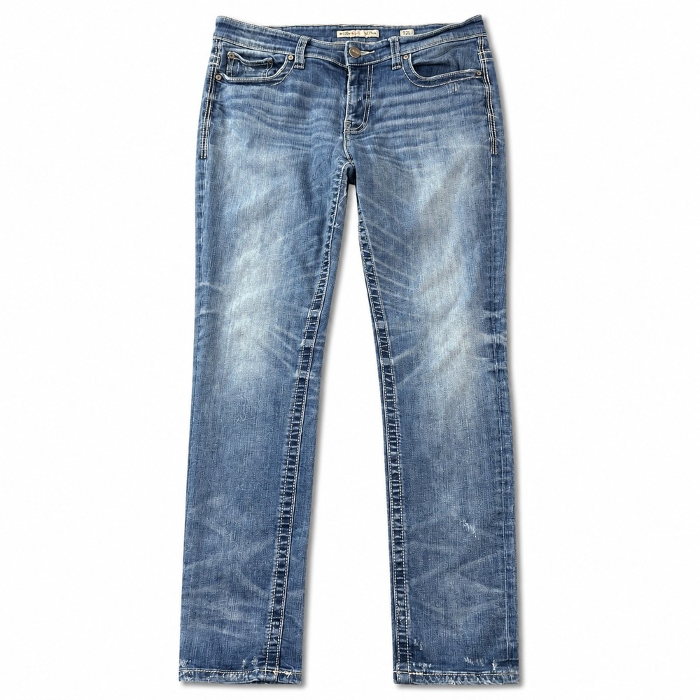BKE Payton Jeans Womens 32L Medium Wash Stretch Skinny Slim Distressed Denim